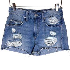 LOVERS & FRIENDS HIGH RISE DISTRESSED DENIM JEAN SHORTS